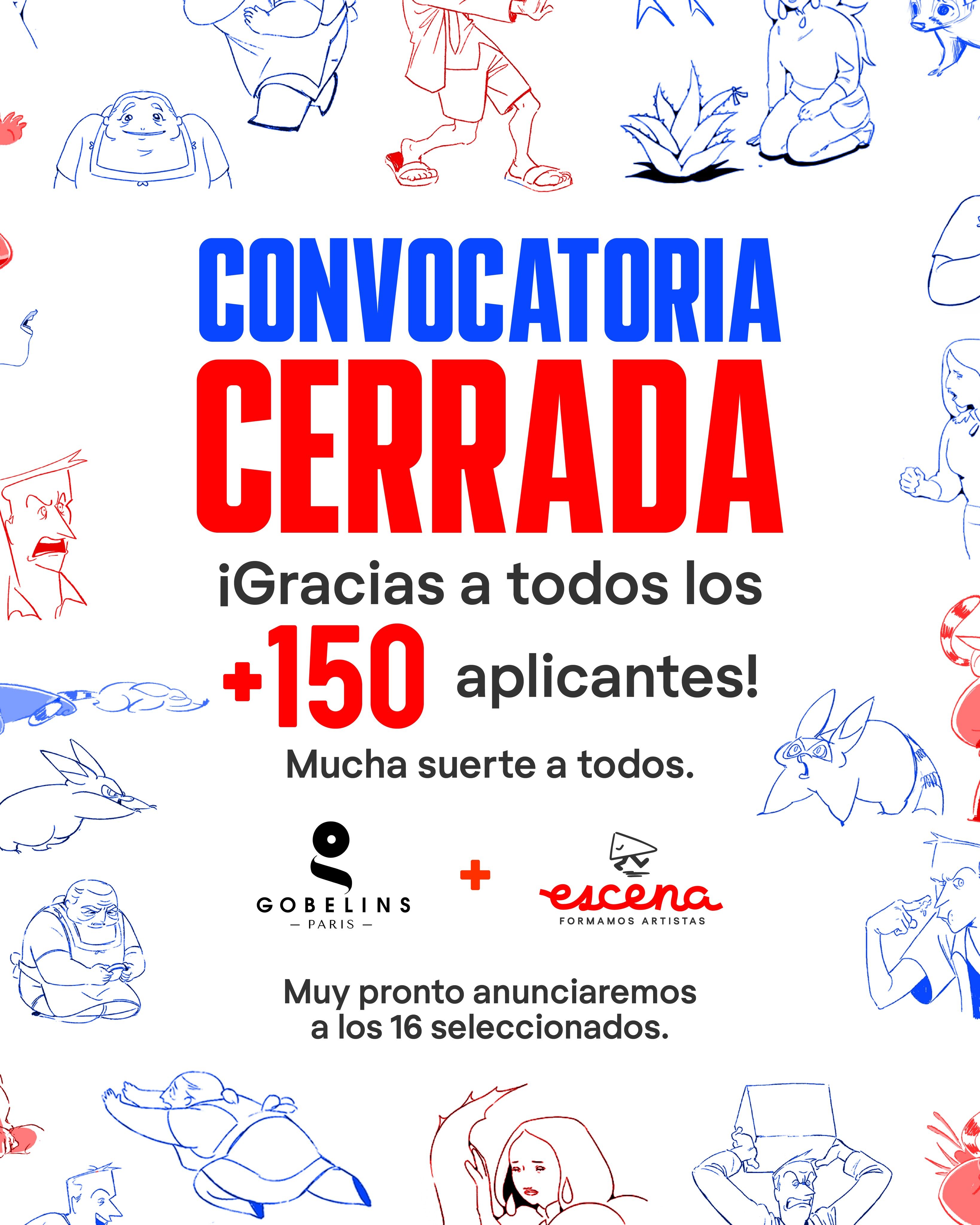 Convocatoria Beca Inspira cerrada: ¡gracias a los más de 150 aplicantes! Muy pronto anunciaremos a los seleccionados. ESCENA. Imagen convocatoria cerrada